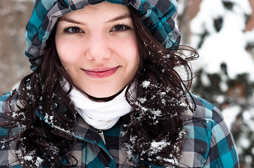 Image showing Closeup photo of a young adult at winter