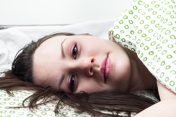 Image showing Young woman in the bed