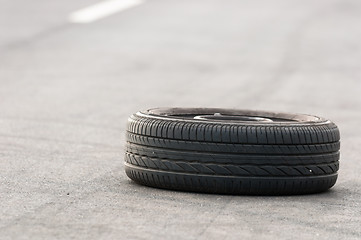 Image showing Car tire on the road