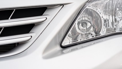 Image showing Front light of a clean car