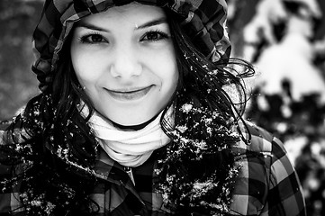 Image showing Closeup photo of a young adult at winter