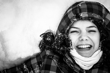 Image showing Photo of a young woman in the snow