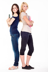 Image showing Two beautiful student girls