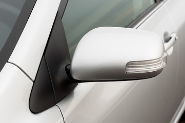 Image showing Car mirror closeup photo