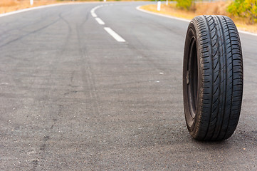 Image showing Car tire on the road