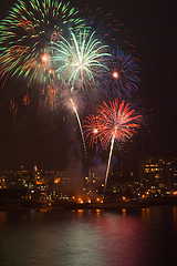 Image showing fireworks over water