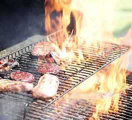 Image showing burning meat on grill