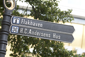 Image showing Road Sign to HC Andersen House