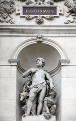 Image showing Burgtheater, Vienna, statue shows an allegory of egoism