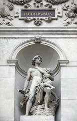 Image showing Burgtheater, Vienna, statue shows an allegory of heroism