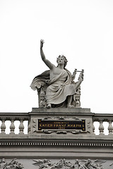 Image showing Burgtheater, Vienna, statue shows a seated Apollo