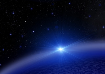 Image showing Earth and stars in a free space