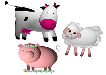 Image showing cow,sheep and pig