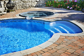 Image showing Swimming pool with hot tub