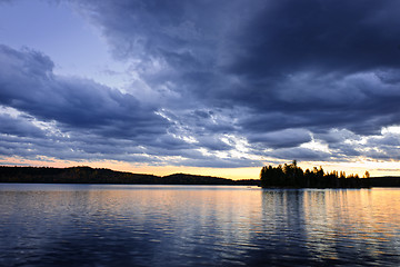 Image showing Dramatic sunset at lake