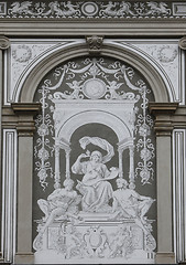 Image showing Artwork on back wall of University building in Vienna, Austria