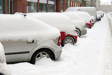 Image showing Cars under snow in Zagreb