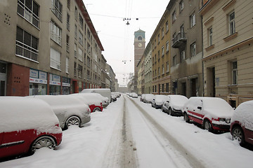 Image showing Cars under snow in Zagreb