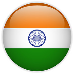 Image showing India Flag Glossy Button