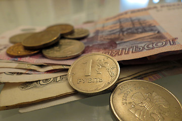 Image showing Russian ruble, banknotes and coins