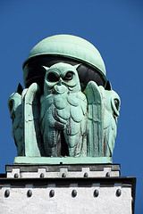 Image showing Owl, detail from Croatian national state archives building in Zagreb, Croatia