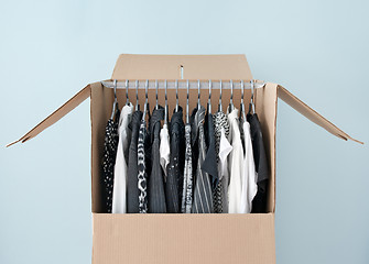 Image showing Clothes in a wardrobe box for easy moving