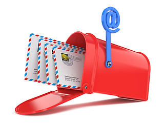 Image showing Red Mailbox with Mails