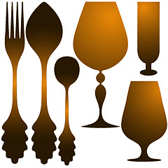Image showing Cutlery golden set