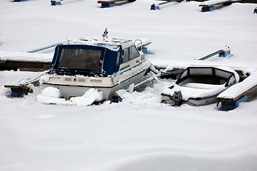 Image showing Boats in ice