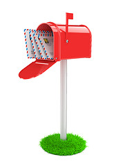 Image showing Red Mailbox with Mails