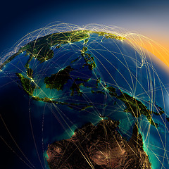 Image showing Main air routes in Australia and Oceania