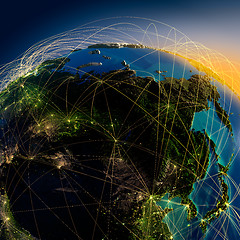 Image showing Main air routes in Asia and the Far East