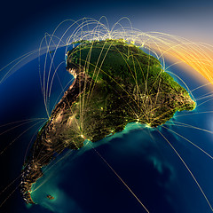 Image showing Main air routes in South America