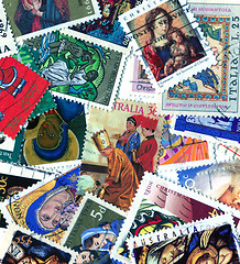Image showing Collection of various Christian postage stamps