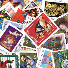 Image showing Collection of various Christian postage stamps