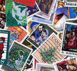 Image showing Collection of various Christian postage stamps