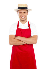 Image showing Handsome chef posing in style