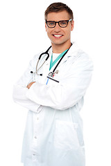 Image showing Confident physician posing with arms crossed