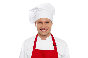 Image showing Half length portrait of smiling male chef