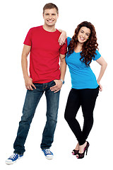 Image showing Girlfriend resting hands on her boyfriends shoulder