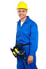 Image showing Young smiling industrial contractor