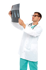 Image showing Portrait of male surgeon holding x-ray