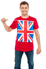 Image showing Cool guy with idea of UK flag on t-shirt