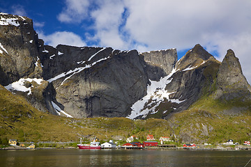 Image showing Fishing harbor in fjord