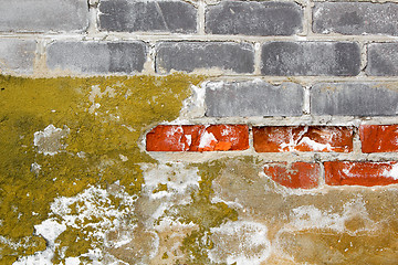 Image showing Texture. A ruined wall of bricks