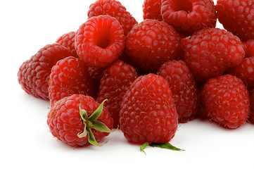 Image showing Heap of Perfect Ripe Raspberries 