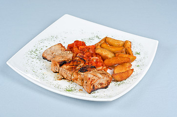 Image showing Grilled kebab pork meat