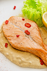Image showing Grilled salmon steak