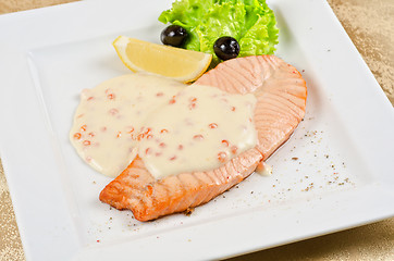 Image showing Grilled salmon steak