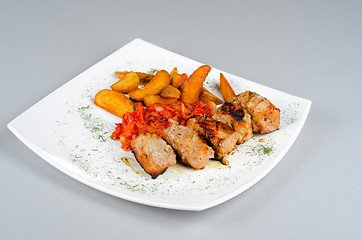 Image showing Grilled kebab pork meat